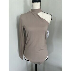 NWT Abercrombie & Fitch Bodysuit One shoulder Taupe Size Large